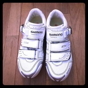 Pearl white Shimano WR40 cycling shoes